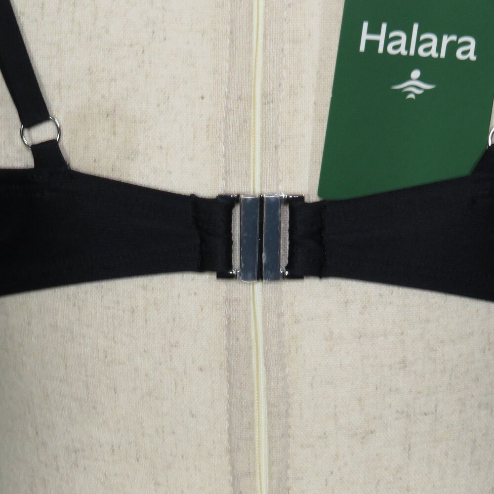 Halara Black Deep V Twist Front Padded Bikini Swim Top Size Small - Picture 6 of 10